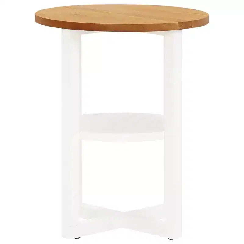 vidaXL Lamp Table Solid Oak Wood Side End Couch Coffee Table White/Light Wood