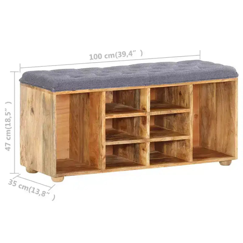 vidaXL Hall Bench 39.4x13.8x18.5 Solid Mango Wood