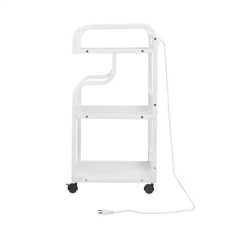 VECELO 3-Tier Storage Cabinet, Large Printer Stand with Charging Station, Rolling Storage Cart with Wheels for Office or Living Room, White
