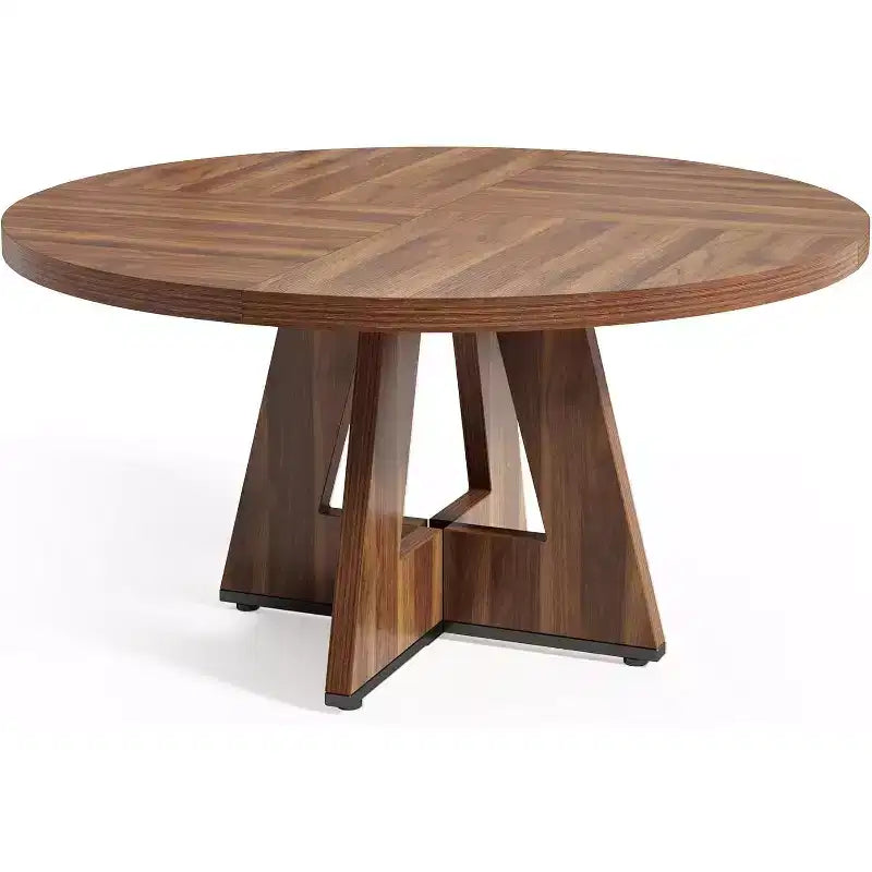 Round Dining Table, Suitable for 4-6 People, 47-inch Tabletop with a Wooden Base, Ideal for the Dining Room, Kitchen, and Living Room