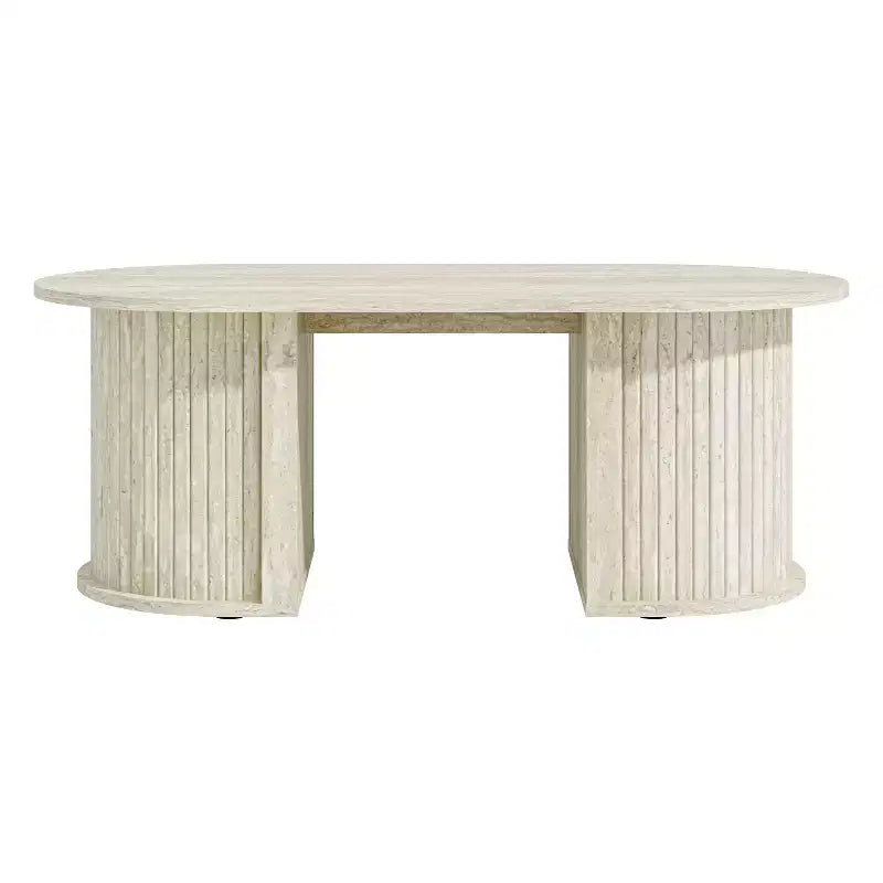 Galano Fluted Oblong Coffee Table with Semi-Round Base 39.2 W  19.5 D  14.9 H