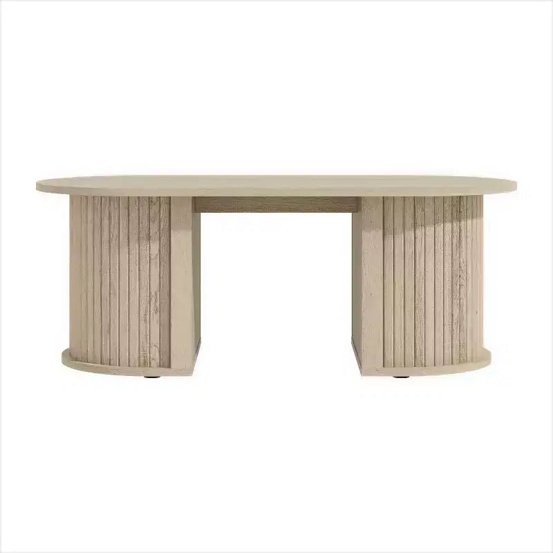 Galano Fluted Oblong Coffee Table with Semi-Round Base 39.2 W  19.5 D  14.9 H