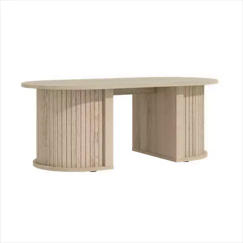 Galano Fluted Oblong Coffee Table with Semi-Round Base 39.2 W  19.5 D  14.9 H