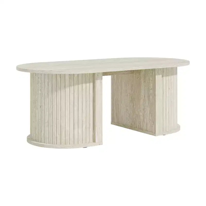 Galano Fluted Oblong Coffee Table with Semi-Round Base 39.2 W  19.5 D  14.9 H