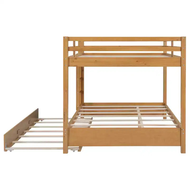 GDFStudio Mitchell Wood Bunk Bed with Ladder and Trundle