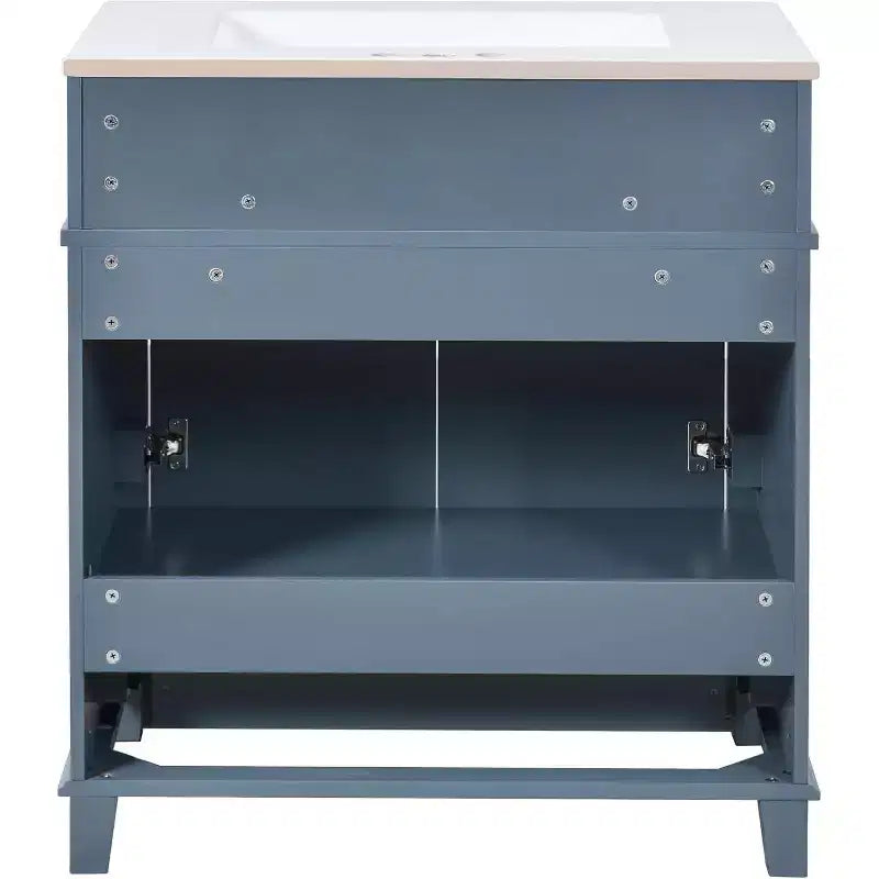 30 Inch White Bathroom Vanity with Sink 30 Sink Cabinet with Storage Cabinet & Bottom Drawer, Solid Wood Frame, Drop-in Countertop