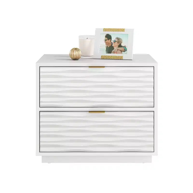 GDFStudio Rowan Modern Wood Side Table with Two Drawers