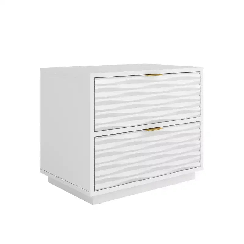 GDFStudio Rowan Modern Wood Side Table with Two Drawers