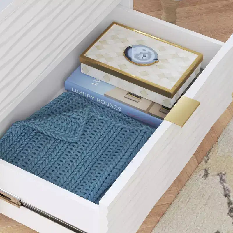GDFStudio Rowan Modern Wood Side Table with Two Drawers