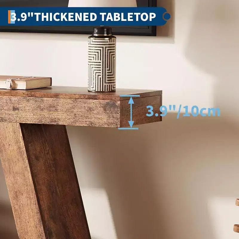 Acekool 2-Tier Industrial Entryway Console Table with Open Storage Shelves, Farmhouse Sofa Table for Living Room