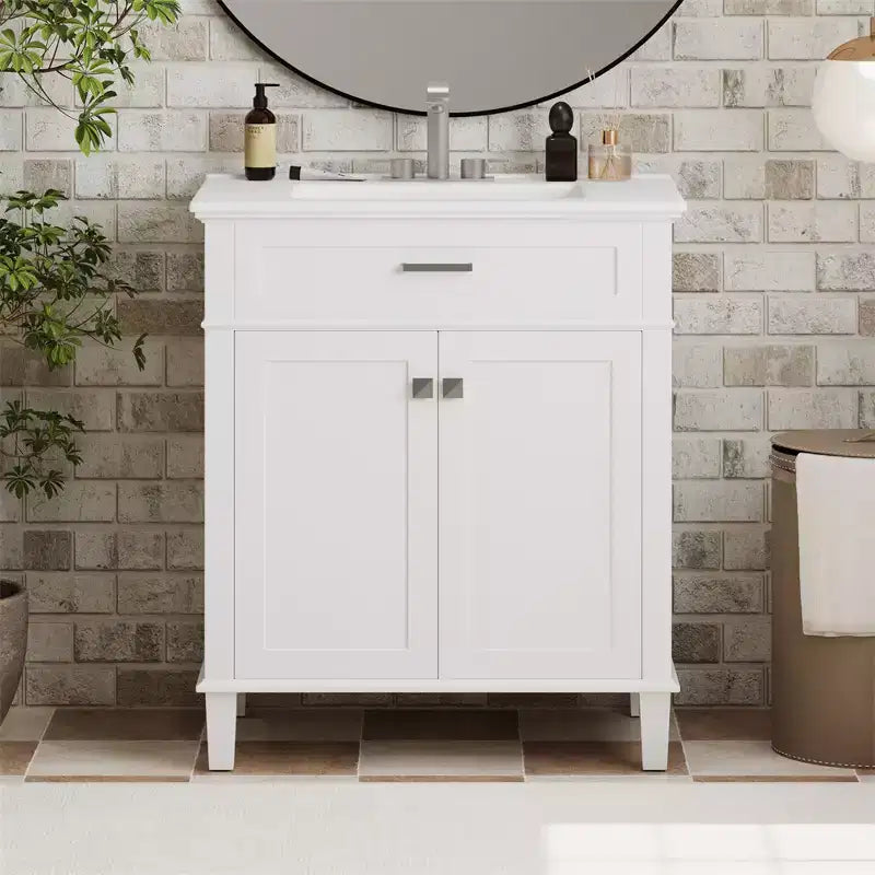 Bathroom Vanity Cabinet With Top Sink, Modern Bathroom Storage Organizer With 2 Soft-close Doors, Adjustable Shelves, Bathroom Vanities