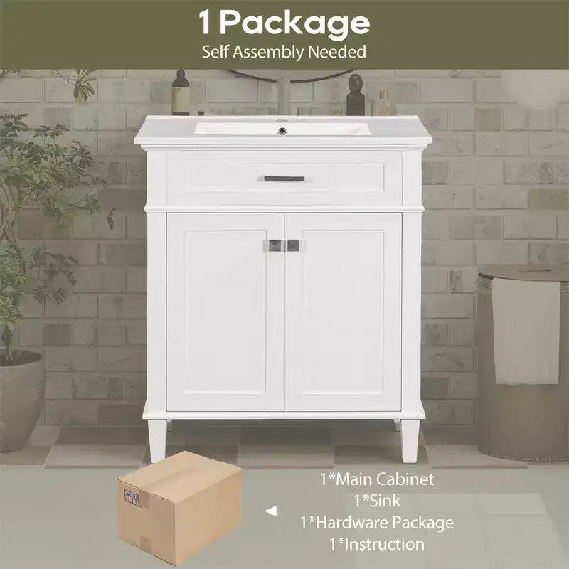 Bathroom Vanity Cabinet With Top Sink, Modern Bathroom Storage Organizer With 2 Soft-close Doors, Adjustable Shelves, Bathroom Vanities