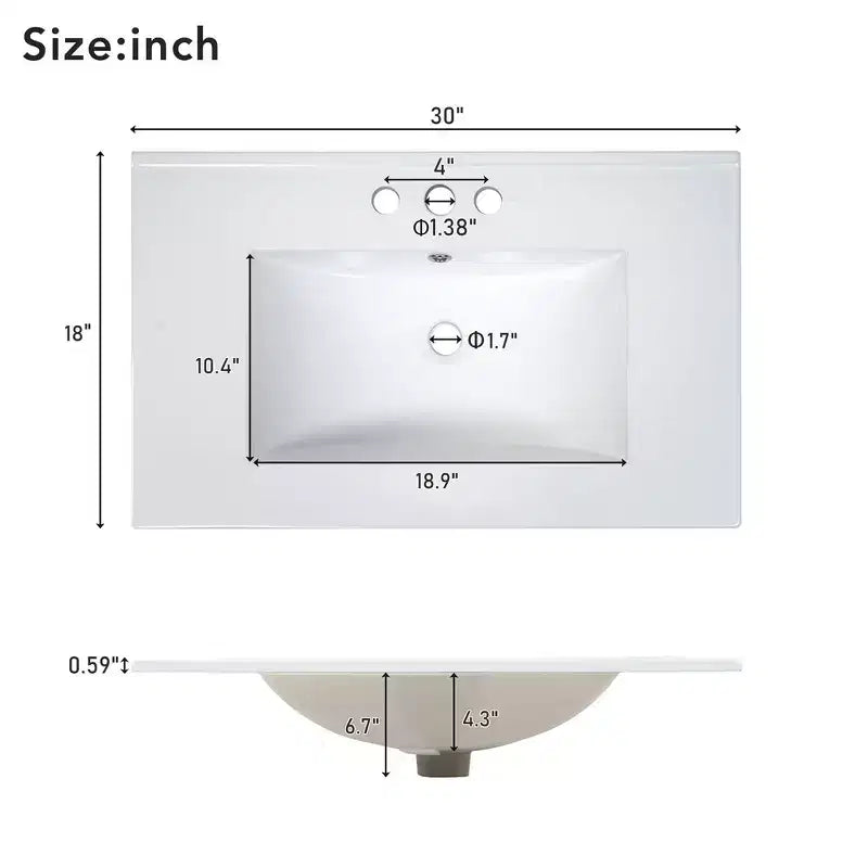 Bathroom Vanity Cabinet With Top Sink, Modern Bathroom Storage Organizer With 2 Soft-close Doors, Adjustable Shelves, Bathroom Vanities