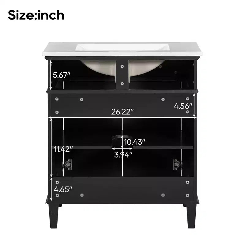 Bathroom Vanity Cabinet With Top Sink, Modern Bathroom Storage Organizer With 2 Soft-close Doors, Adjustable Shelves, Bathroom Vanities