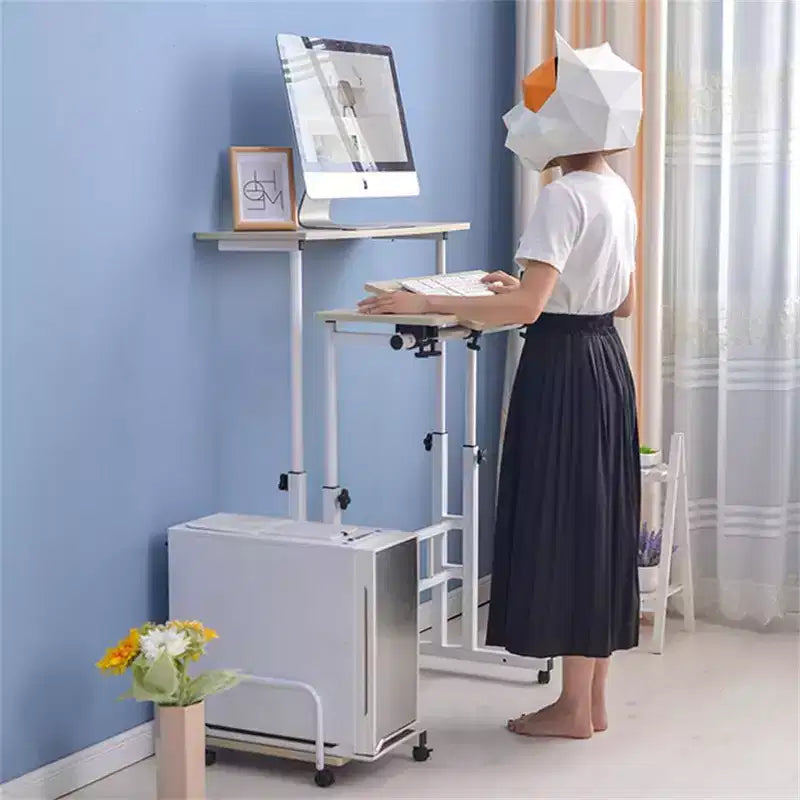 Portable Standing Desk Adjustable Height 26.4-61,Mobile Computer Desk with Wheels,Tiltable Top&CPU Stand,Rolling Laptop Table Cart for Home Office