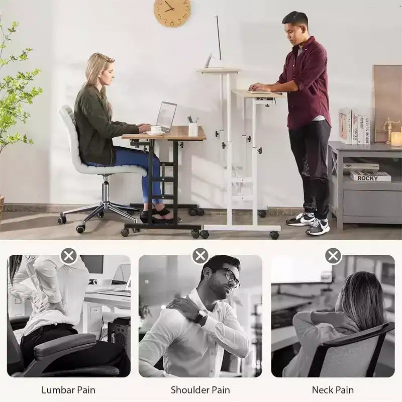 Portable Standing Desk Adjustable Height 26.4-61,Mobile Computer Desk with Wheels,Tiltable Top&CPU Stand,Rolling Laptop Table Cart for Home Office