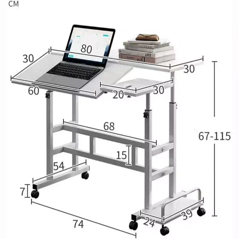 Portable Standing Desk Adjustable Height 26.4-61,Mobile Computer Desk with Wheels,Tiltable Top&CPU Stand,Rolling Laptop Table Cart for Home Office