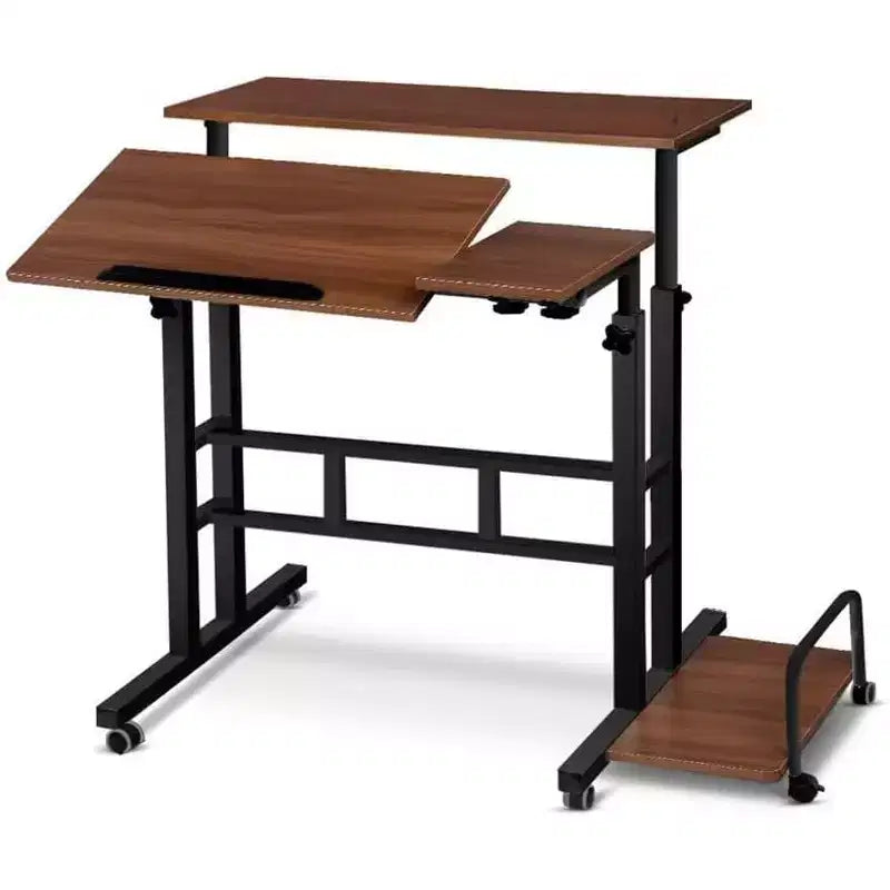 Portable Standing Desk Adjustable Height 26.4-61,Mobile Computer Desk with Wheels,Tiltable Top&CPU Stand,Rolling Laptop Table Cart for Home Office
