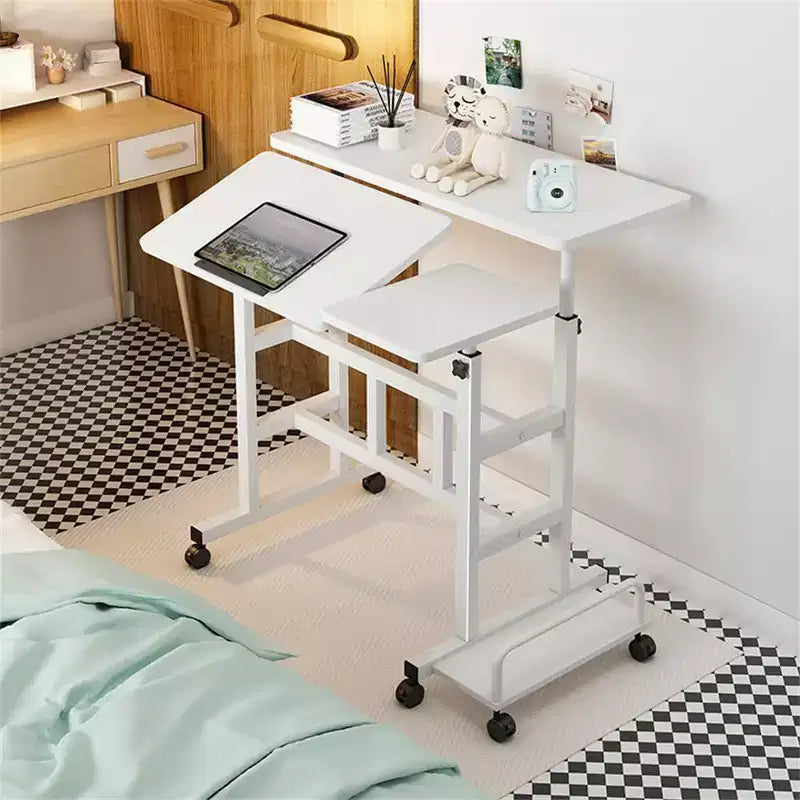 Portable Standing Desk Adjustable Height 26.4-61,Mobile Computer Desk with Wheels,Tiltable Top&CPU Stand,Rolling Laptop Table Cart for Home Office