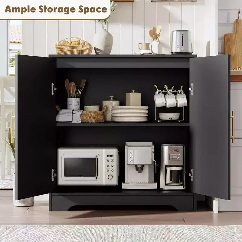 31.5'' Sideboard Buffet Cabinet with Storage-Credenza Sideboard with 2/4 Rattan Doors, Modern Console Table Coffee Bar Cabinet for Entryway