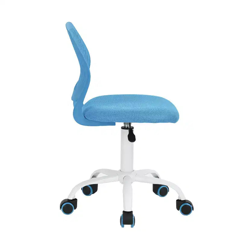 HomeRoots Blue and White Adjustable Height Swivel Rolling Office Chair