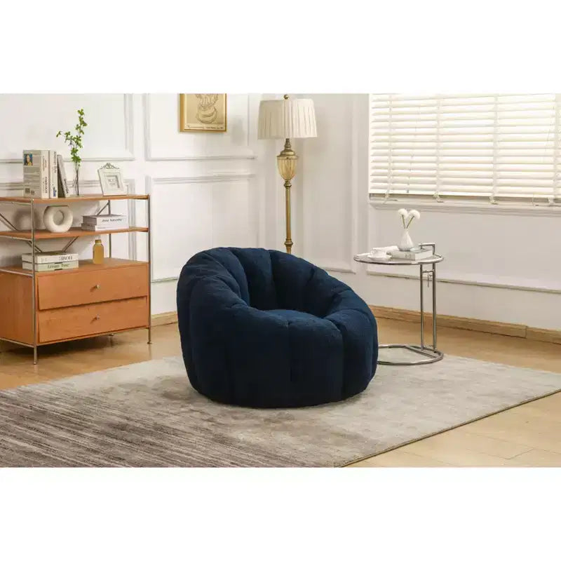Okak Teddy Fabric Giant Bean Bag Chair, Lazy Sofa Chair Bean Bag Sofa with Armrest and Memory Foam, Modern Floor Chair for Living Room
