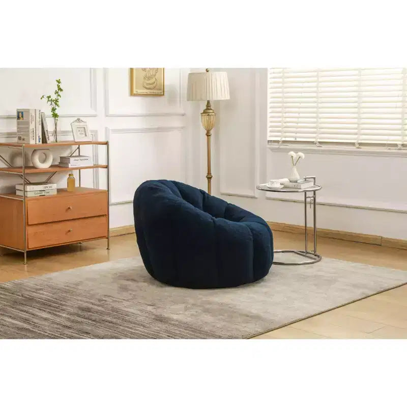 Okak Teddy Fabric Giant Bean Bag Chair, Lazy Sofa Chair Bean Bag Sofa with Armrest and Memory Foam, Modern Floor Chair for Living Room