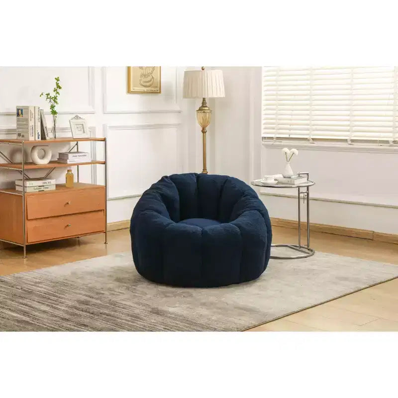 Okak Teddy Fabric Giant Bean Bag Chair, Lazy Sofa Chair Bean Bag Sofa with Armrest and Memory Foam, Modern Floor Chair for Living Room