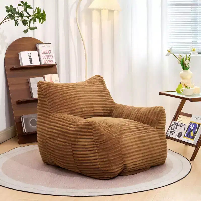 Okak Bean Bag Chair with Corduroy Fabric, Modern Lazy Sofa Chair with Armrest and High-Resilience Foam, Gaint Bean Bag Sofa for Living Room