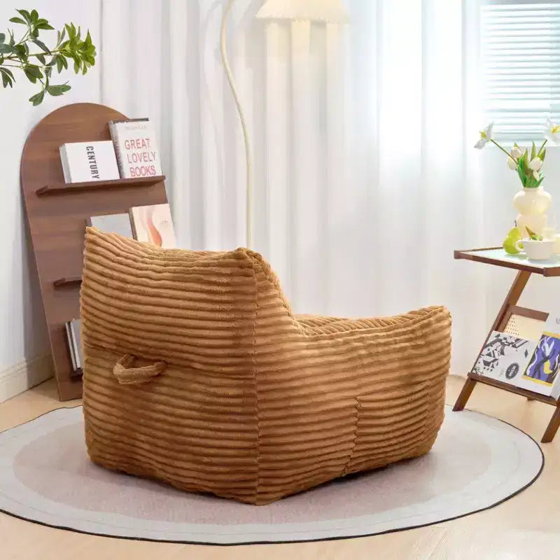Okak Bean Bag Chair with Corduroy Fabric, Modern Lazy Sofa Chair with Armrest and High-Resilience Foam, Gaint Bean Bag Sofa for Living Room