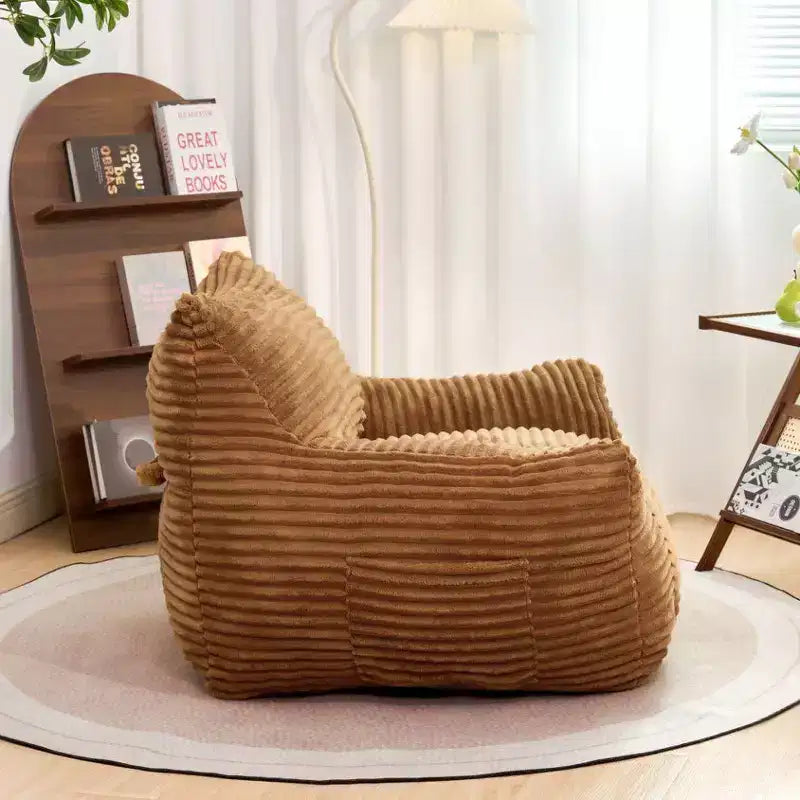 Okak Bean Bag Chair with Corduroy Fabric, Modern Lazy Sofa Chair with Armrest and High-Resilience Foam, Gaint Bean Bag Sofa for Living Room