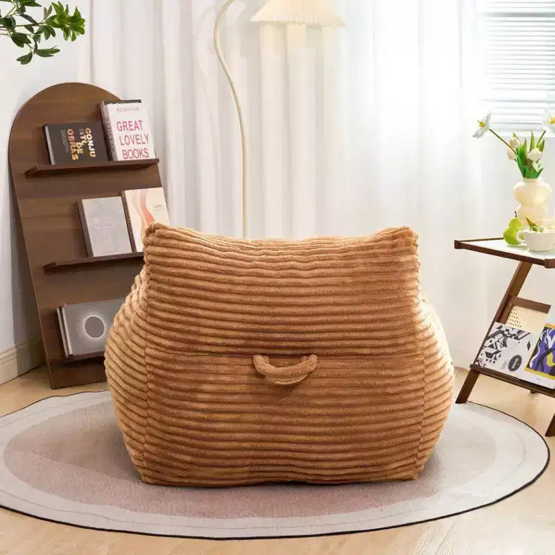 Okak Bean Bag Chair with Corduroy Fabric, Modern Lazy Sofa Chair with Armrest and High-Resilience Foam, Gaint Bean Bag Sofa for Living Room