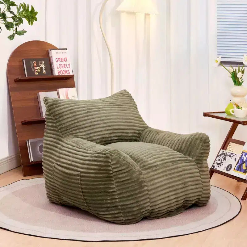 Okak Bean Bag Chair with Corduroy Fabric, Modern Lazy Sofa Chair with Armrest and High-Resilience Foam, Gaint Bean Bag Sofa for Living Room