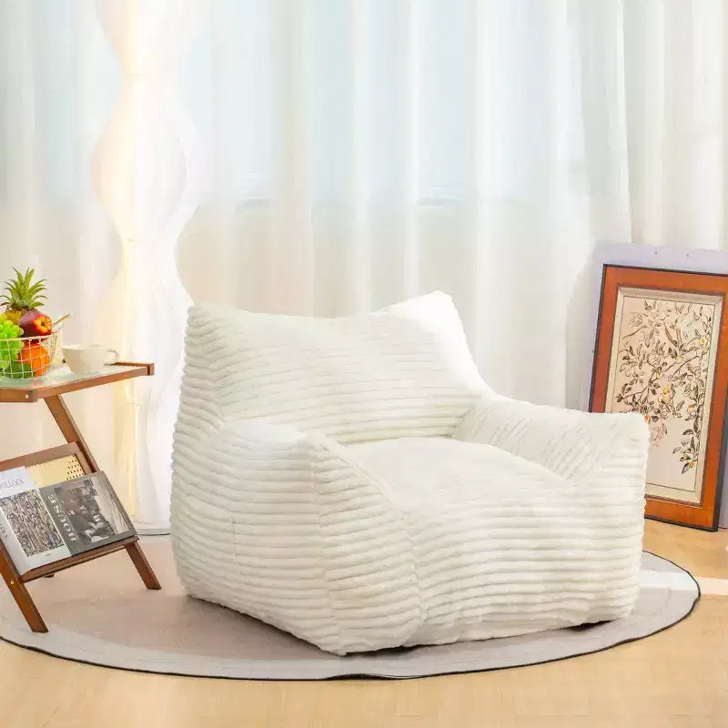 Okak Bean Bag Chair with Corduroy Fabric, Modern Lazy Sofa Chair with Armrest and High-Resilience Foam, Gaint Bean Bag Sofa for Living Room