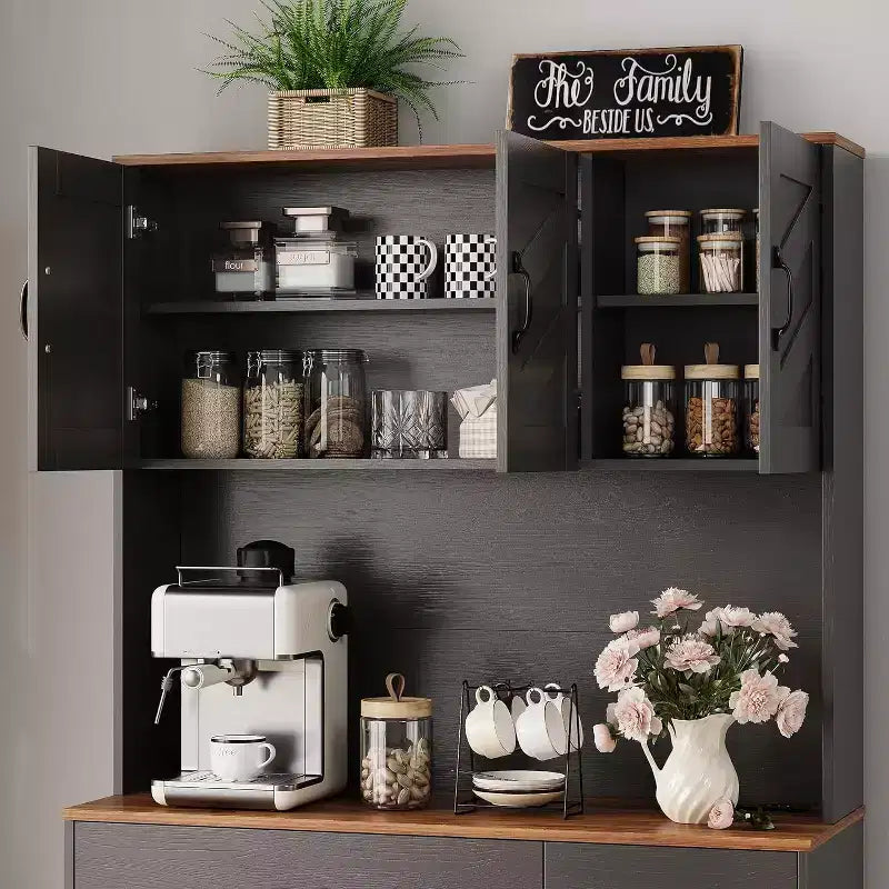 Acekool White 71 Kitchen Pantry Cabinet with Charging Station, Drawer & Adjustable Shelves, Farmhouse Storage for Dining or Living Room