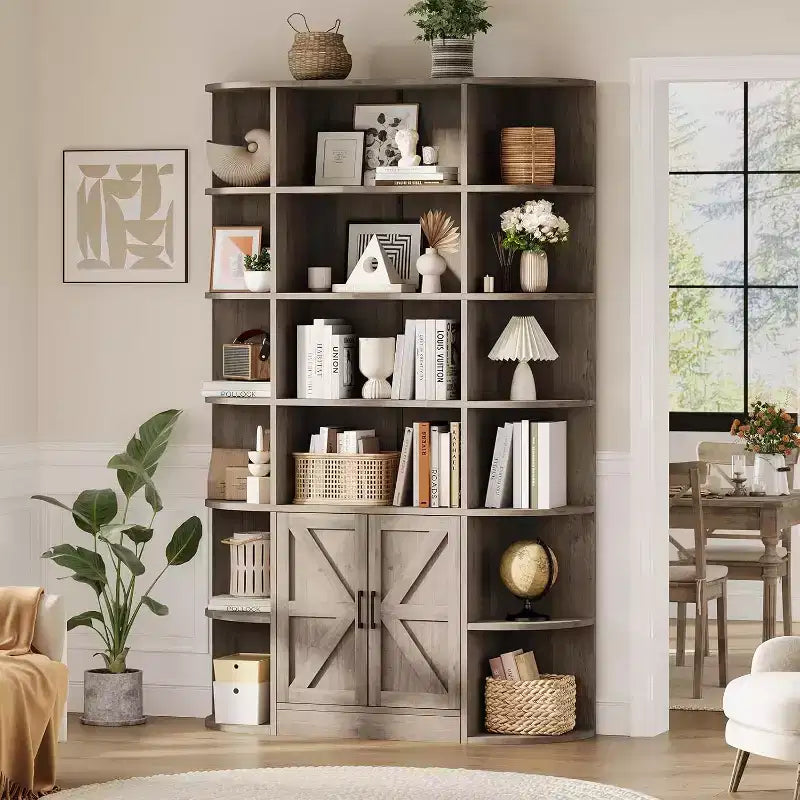 Acekool 75 Tall 6-Tier Kids Bookshelf with Storage Cabinet & Doors, Organizer for Bedroom