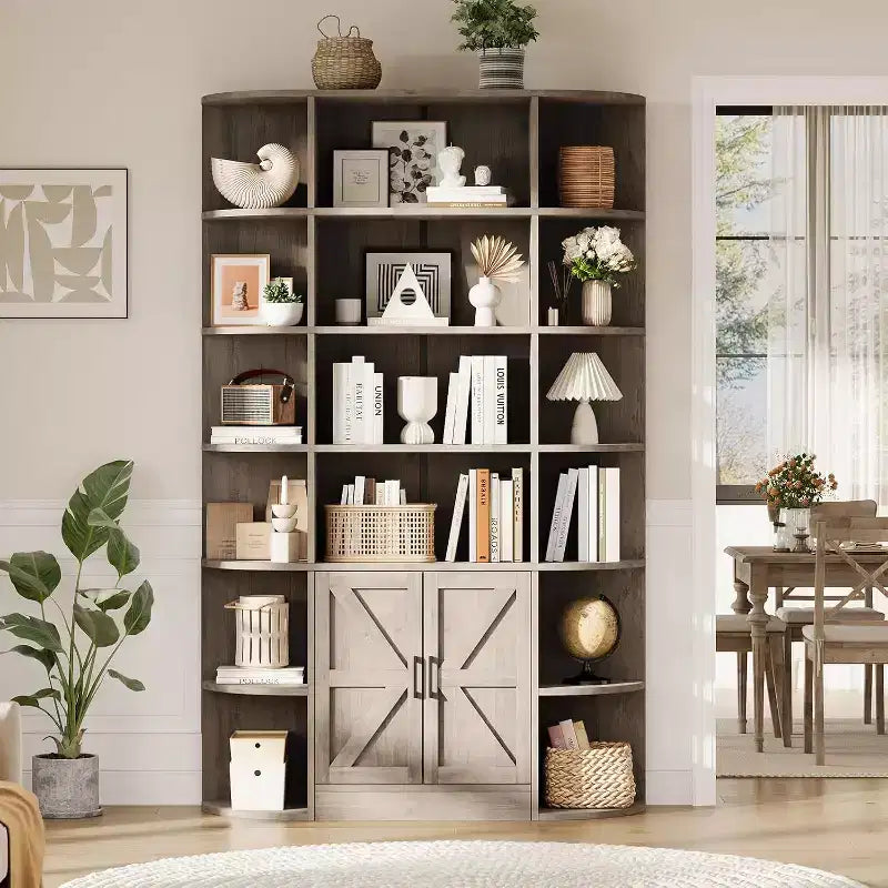 Acekool 75 Tall 6-Tier Kids Bookshelf with Storage Cabinet & Doors, Organizer for Bedroom