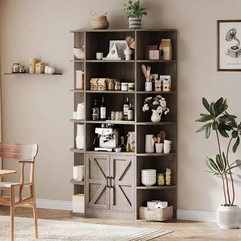 Acekool 75 Tall 6-Tier Kids Bookshelf with Storage Cabinet & Doors, Organizer for Bedroom