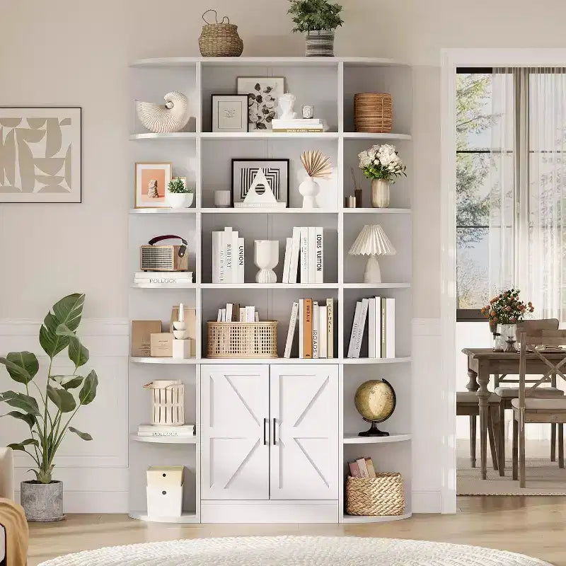 Acekool 75 Tall 6-Tier Kids Bookshelf with Storage Cabinet & Doors, Organizer for Bedroom