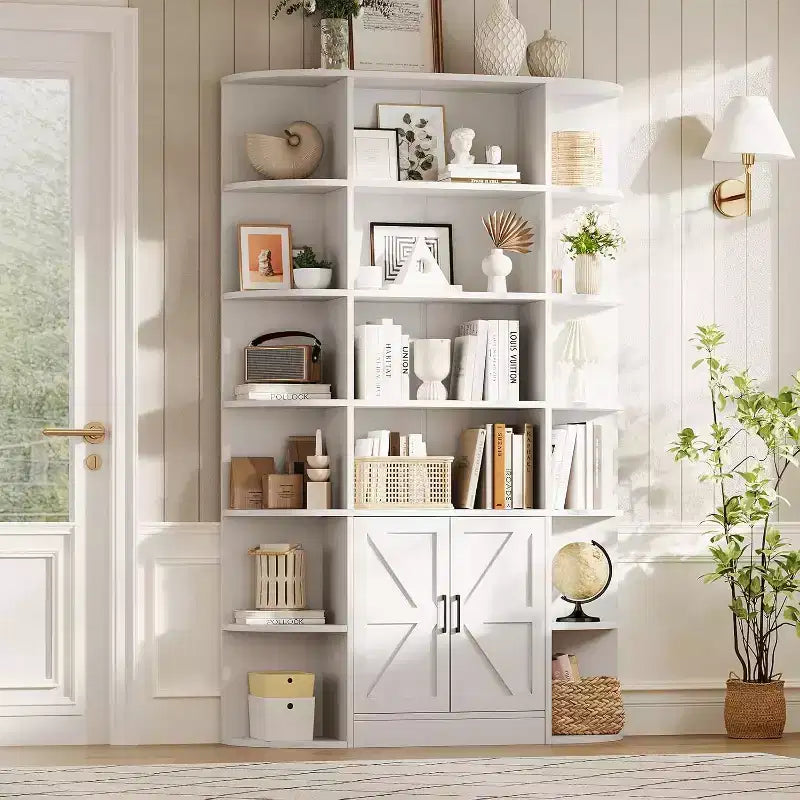 Acekool 75 Tall 6-Tier Kids Bookshelf with Storage Cabinet & Doors, Organizer for Bedroom