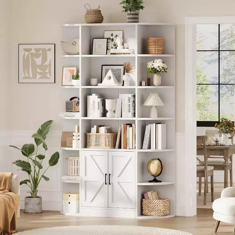 Acekool 75 Tall 6-Tier Kids Bookshelf with Storage Cabinet & Doors, Organizer for Bedroom
