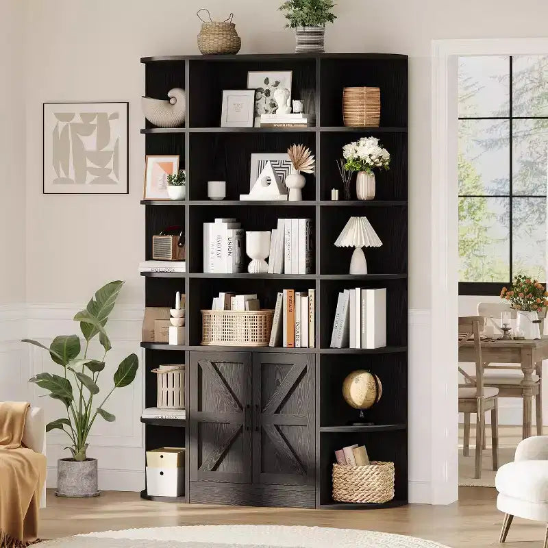Acekool 75 Tall 6-Tier Kids Bookshelf with Storage Cabinet & Doors, Organizer for Bedroom