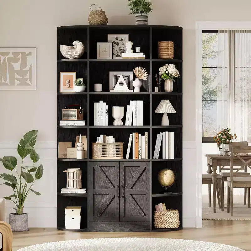 Acekool 75 Tall 6-Tier Kids Bookshelf with Storage Cabinet & Doors, Organizer for Bedroom