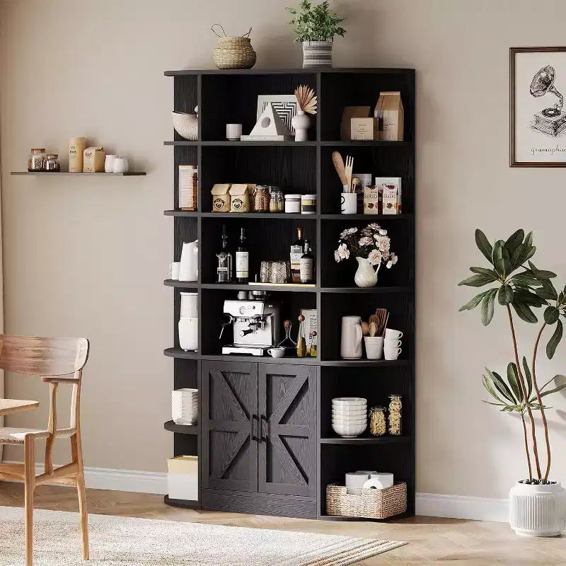 Acekool 75 Tall 6-Tier Kids Bookshelf with Storage Cabinet & Doors, Organizer for Bedroom