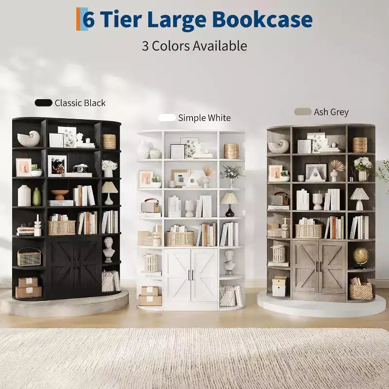 Acekool 75 Tall 6-Tier Kids Bookshelf with Storage Cabinet & Doors, Organizer for Bedroom