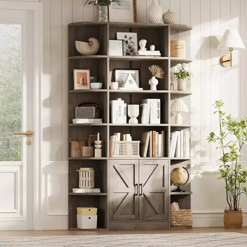 Acekool 75 Tall 6-Tier Kids Bookshelf with Storage Cabinet & Doors, Organizer for Bedroom