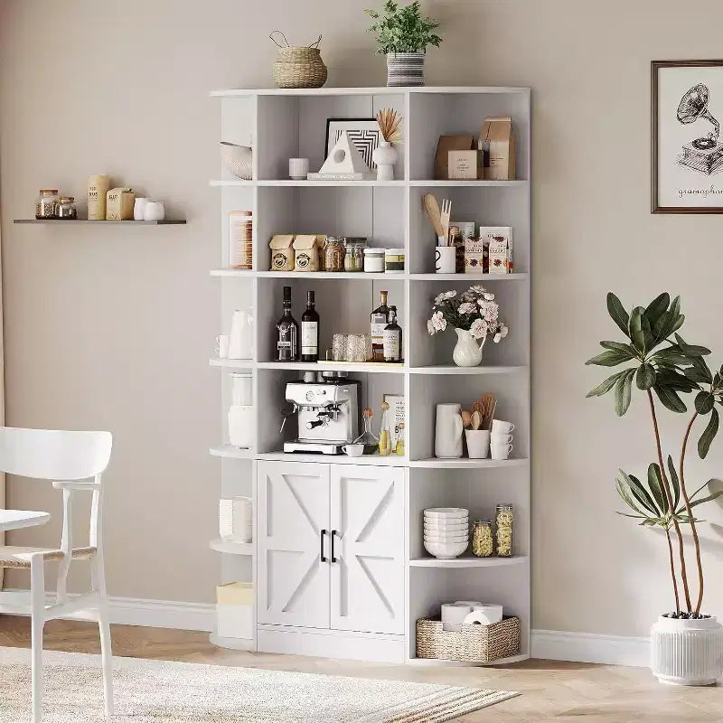 Acekool 75 Tall 6-Tier Kids Bookshelf with Storage Cabinet & Doors, Organizer for Bedroom