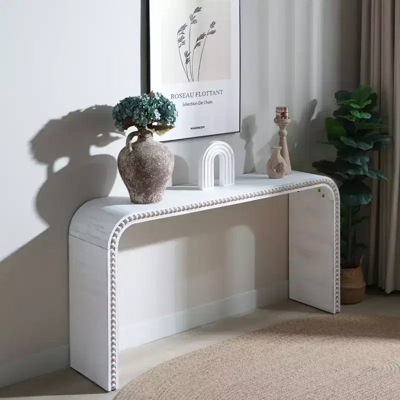 GDFStudio Ilra Modern Wooden Curved Console Table