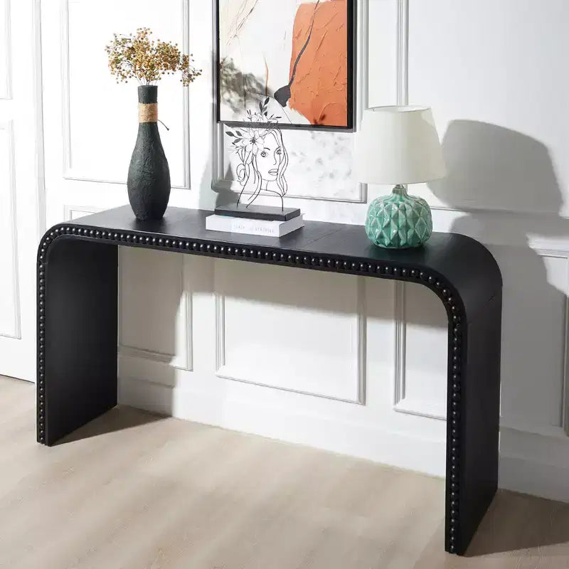 GDFStudio Ilra Modern Wooden Curved Console Table