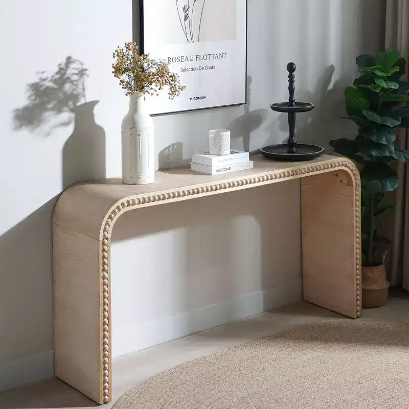GDFStudio Ilra Modern Wooden Curved Console Table